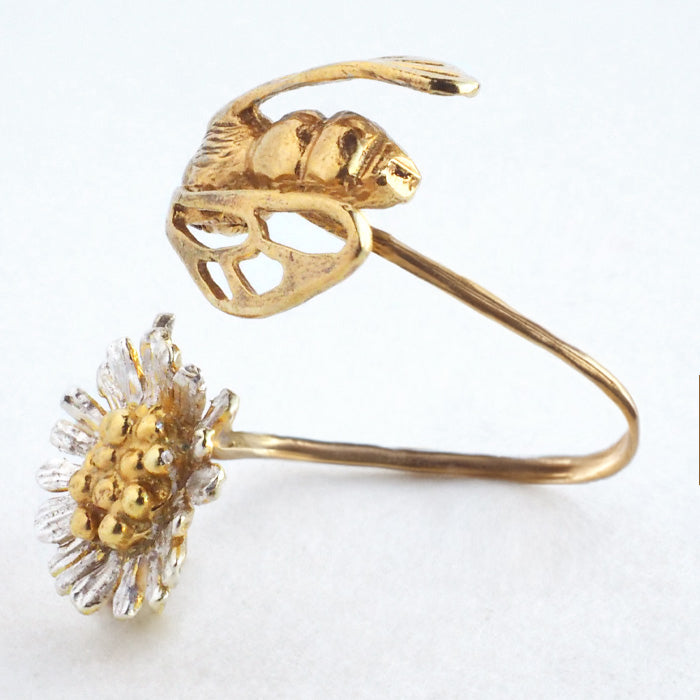 sasakihitomi Bee and Kogiku ring Silver 925 18K gold coating Free size [No-043] 