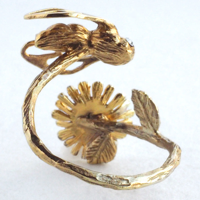 sasakihitomi Bee and Kogiku ring Silver 925 18K gold coating Free size [No-043] 