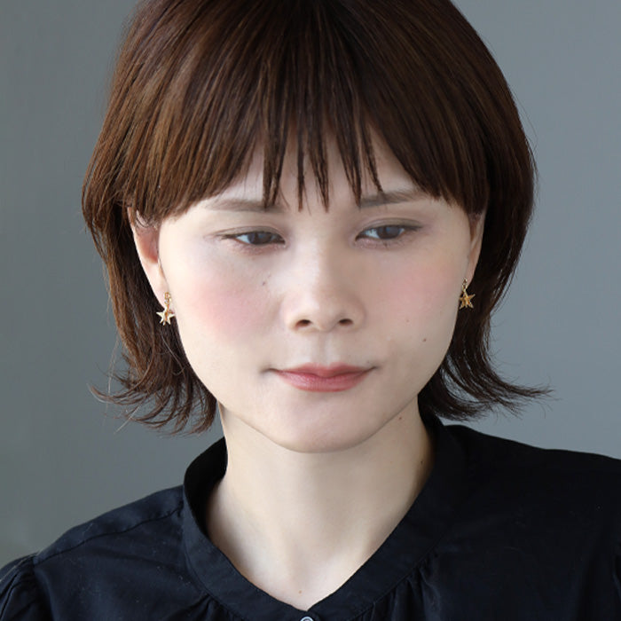 sasakihitomi Swaying Star Earrings Brass 18K Gold Coating Binaural Set Women's No-082B-E