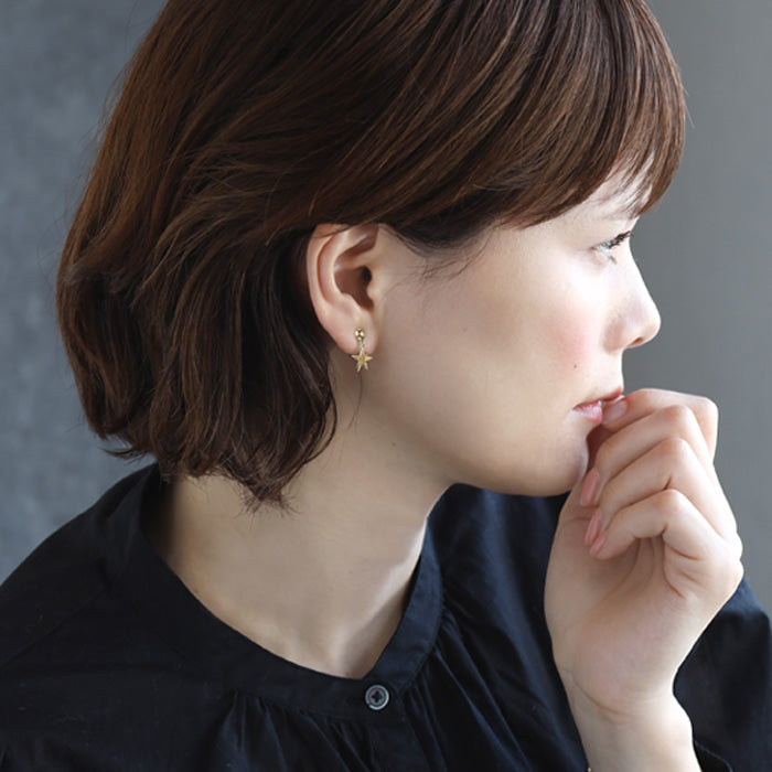 sasakihitomi Swaying Star Earrings Brass 18K Gold Coating Binaural Set Women's No-082B-E