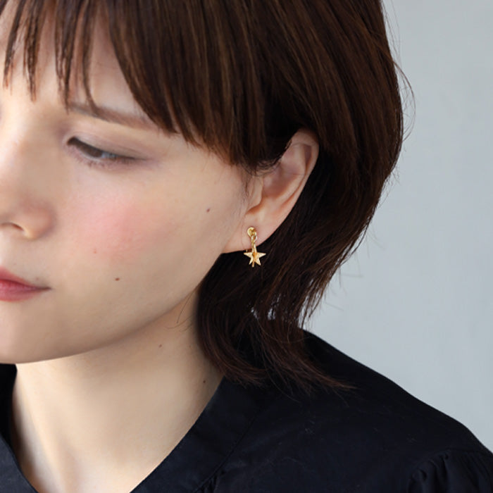 sasakihitomi Swaying Star Earrings Brass 18K Gold Coating Binaural Set Women's No-082B-E