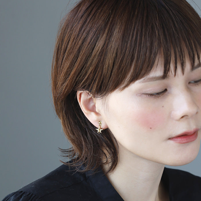 sasakihitomi Swaying Star Earrings Brass 18K Gold Coating Binaural Set Women's No-082B-E