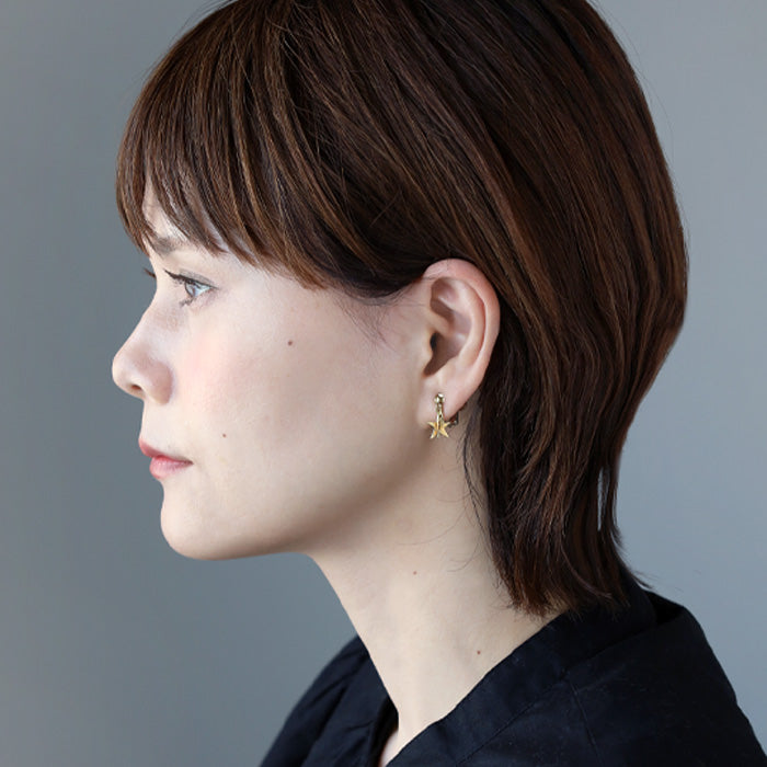 sasakihitomi Swaying Star Earrings Brass 18K Gold Coating Binaural Set Women's No-082B-E