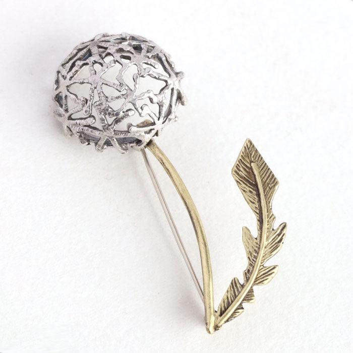 sasakihitomi Dandelion fluff brooch Silver 925 &amp; brass [No-083] Sasakihitomi Handmade accessories Cute Spring