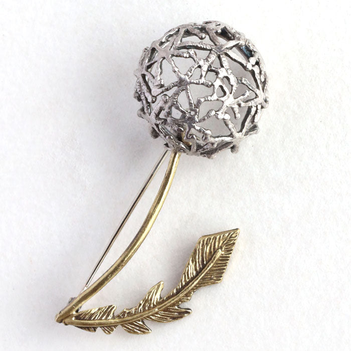 sasakihitomi Dandelion fluff brooch Silver 925 &amp; brass [No-083] Sasakihitomi Handmade accessories Cute Spring