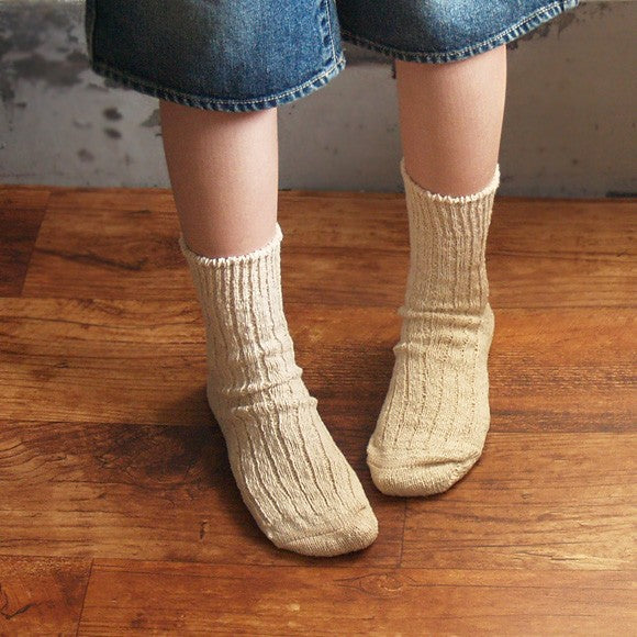 ORGANIC GARDEN Organic Cotton Garabo Socks Gobuko Dyed Charcoal Heather Middle Length Men's &amp; Women's [8-8226-GR] 