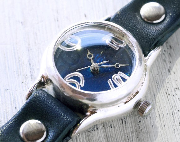 Watanabe Kobo 手工手錶 “Lady on Time-S” 女士腕錶 銀色 透明 藍色 錶盤 [NW-305BSV-BL] 