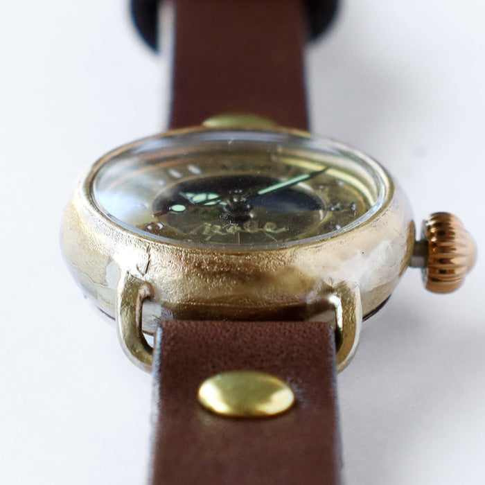 渡辺工房 手作り腕時計 “Robin-S&M” レディースブラス SUN＆MOON アラビア数字 [NW-412-SM] 渡辺正明 時計作家 ハンドメイド ウォッチ ブランド