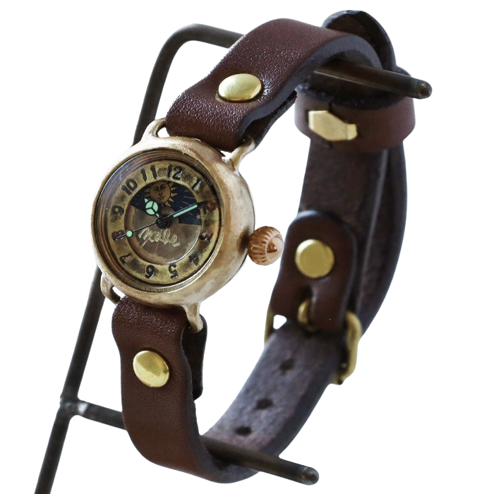 Watanabe Studio Handmade Watch Robin S M Ladies Brass SUN MOON Arabic Numerals NW 412 SM Masaaki Watanabe Watch Maker