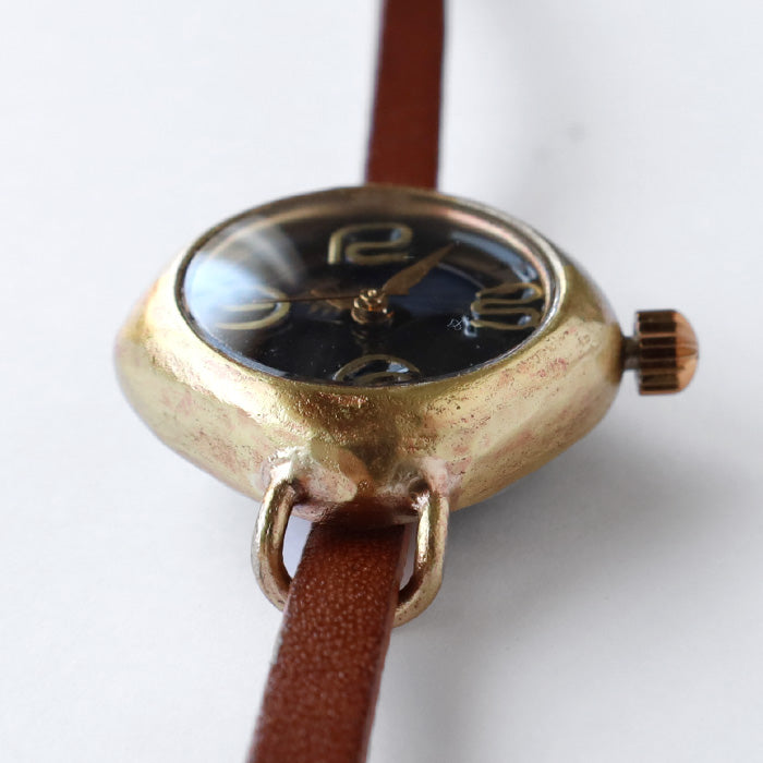 渡辺工房 手作り腕時計“PRIMA-S＆M” 黒文字盤 レディースブラス SUN＆MOON ひし形ケース [NW-415-SM]  渡辺正明 時計作家 ハンドメイド ウォッチ ブランド