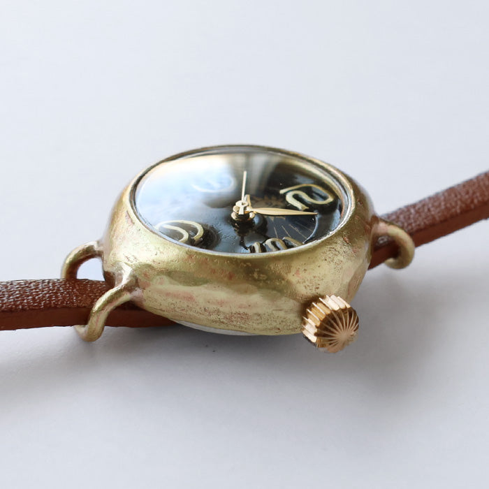 渡辺工房 手作り腕時計“PRIMA-S＆M” 黒文字盤 レディースブラス SUN＆MOON ひし形ケース [NW-415-SM]  渡辺正明 時計作家 ハンドメイド ウォッチ ブランド