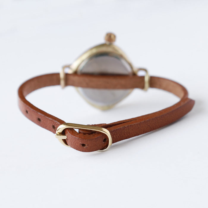 渡辺工房 手作り腕時計“PRIMA-S＆M” 黒文字盤 レディースブラス SUN＆MOON ひし形ケース [NW-415-SM]  渡辺正明 時計作家 ハンドメイド ウォッチ ブランド