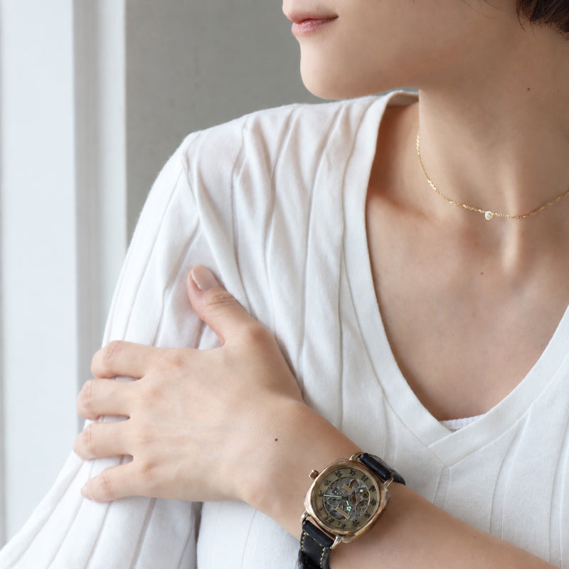 Watanabe Koubou Handmade Watch "Wa-no-Koku Self-Winding Kaku-Ni" Automatic Kanji Numerals 38mm Size Hand-Stitched Leather Strap [NW-BAM068] Masaaki Watanabe