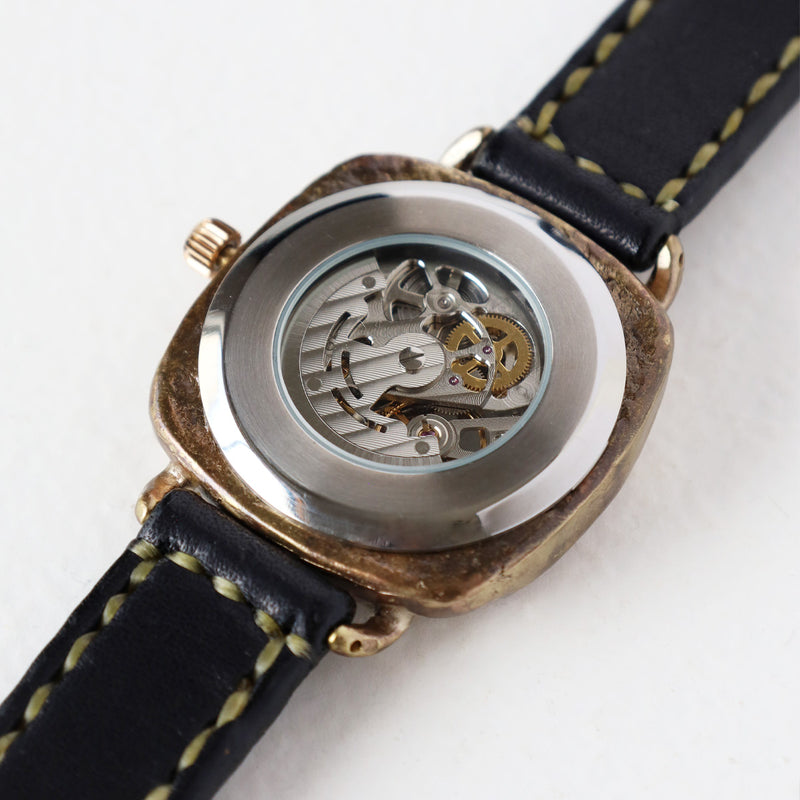 Watanabe Koubou Handmade Watch "Wa-no-Koku Self-Winding Kaku-Ni" Automatic Kanji Numerals 38mm Size Hand-Stitched Leather Strap [NW-BAM068] Masaaki Watanabe