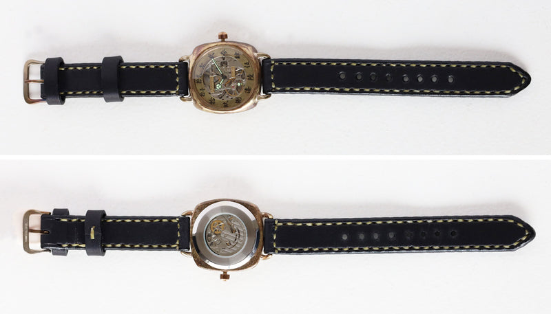 Watanabe Koubou Handmade Watch "Wa-no-Koku Self-Winding Kaku-Ni" Automatic Kanji Numerals 38mm Size Hand-Stitched Leather Strap [NW-BAM068] Masaaki Watanabe