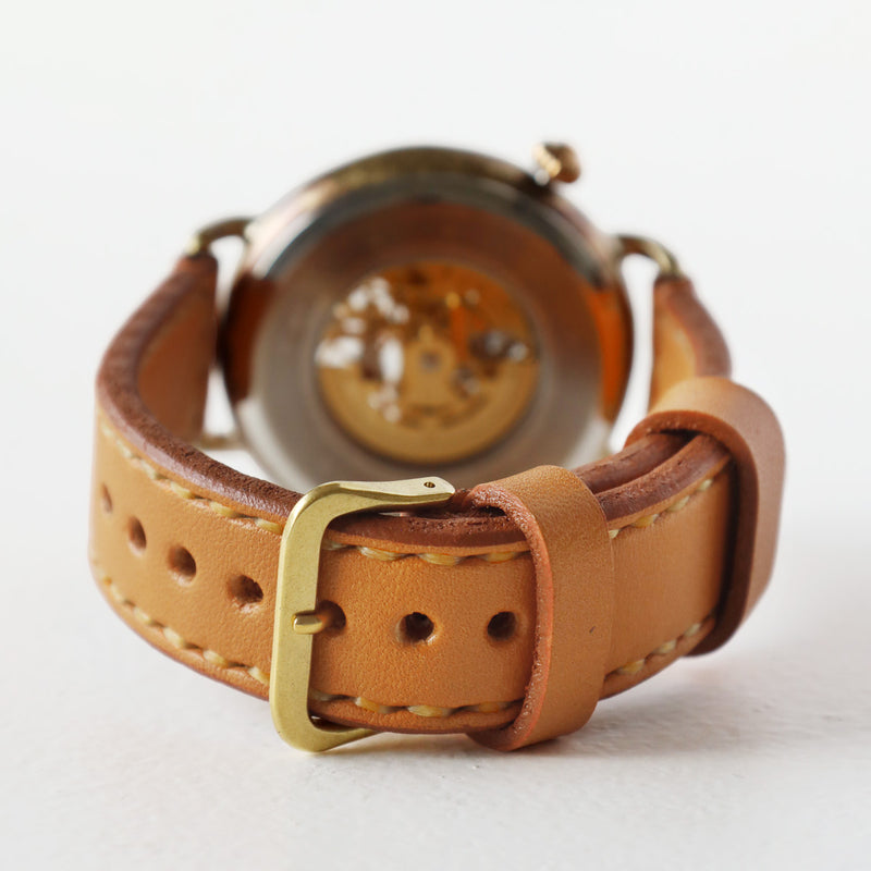 Watanabe Koubou Handmade Automatic Watch "Wano-koku Jimaki-san" Domed Case, Kanji Numerals, 44mm Size, Slanted Dial, Hand-stitched Strap [NW-BAM069] Masaaki Watanabe Watch Artisan Handmade Watch Brand