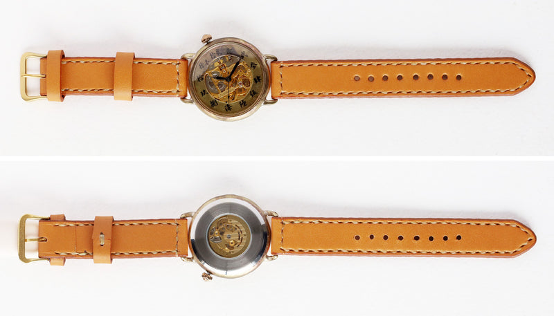 Watanabe Koubou Handmade Automatic Watch "Wano-koku Jimaki-san" Domed Case, Kanji Numerals, 44mm Size, Slanted Dial, Hand-stitched Strap [NW-BAM069] Masaaki Watanabe Watch Artisan Handmade Watch Brand