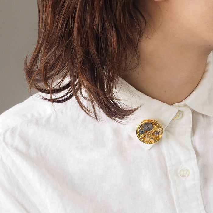 Watanabe Kobo Handmade Accessories Manual Winding Movement Brooch [NW-BR-01] Men's Women's Accessories