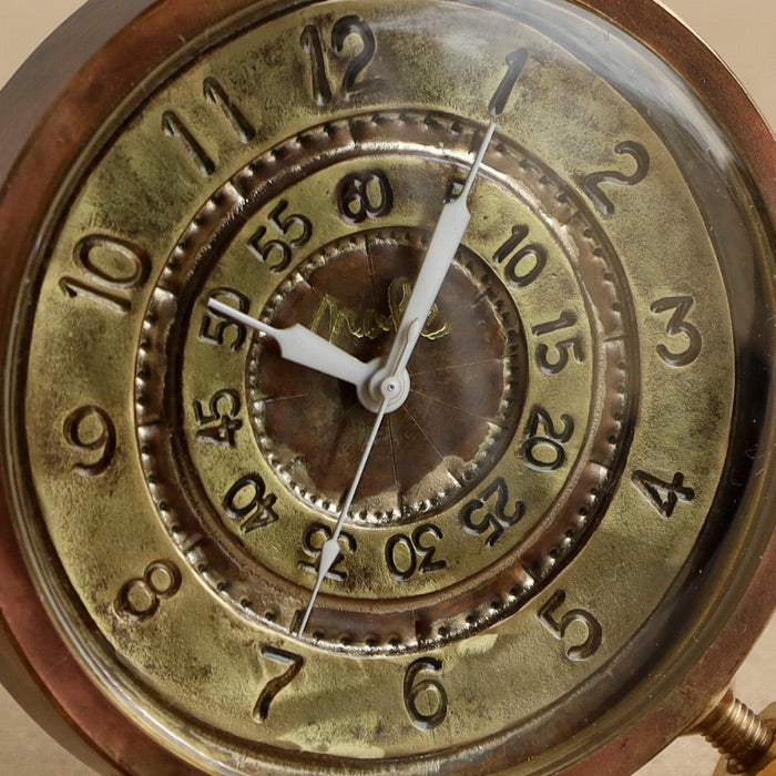 渡辺工房 手作り置き時計 “Brass Clock 50mm” クォーツ アラビア数字 (時が外側 分が内側) [NW-CLK-010]
