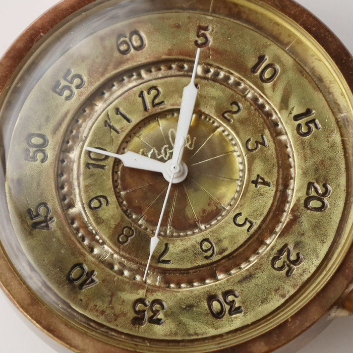 Watanabe Kobo Handmade Table Clock "Brass Clock 50mm" Quartz Arabic Numerals (Hours on the inside, minutes on the outside) [NW-CLK-011] 