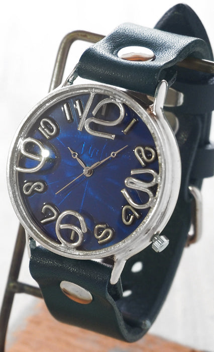 Watanabe Koubou 手工手錶 Jumbo 銀色“GRANDAD 2”透明藍色錶盤 [NW-JUM116B-BL] 