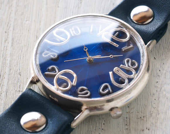 渡辺工房 手作り腕時計 ジャンボシルバー “GRANDAD 2” クリアブルー文字盤 [NW-JUM116B-BL]