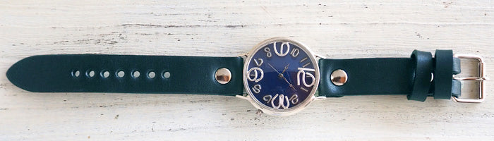 渡辺工房 手作り腕時計 ジャンボシルバー “GRANDAD 2” クリアブルー文字盤 [NW-JUM116B-BL]
