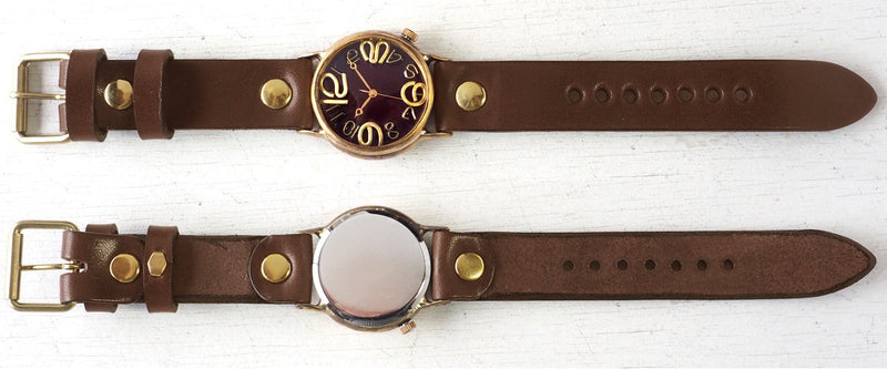 Watanabe Kobo Handmade Watch Jumbo Brass "JSB2" Clear Red Dial [NW-JUM38B-RD] Handmade Watch Brand Leather Strap 