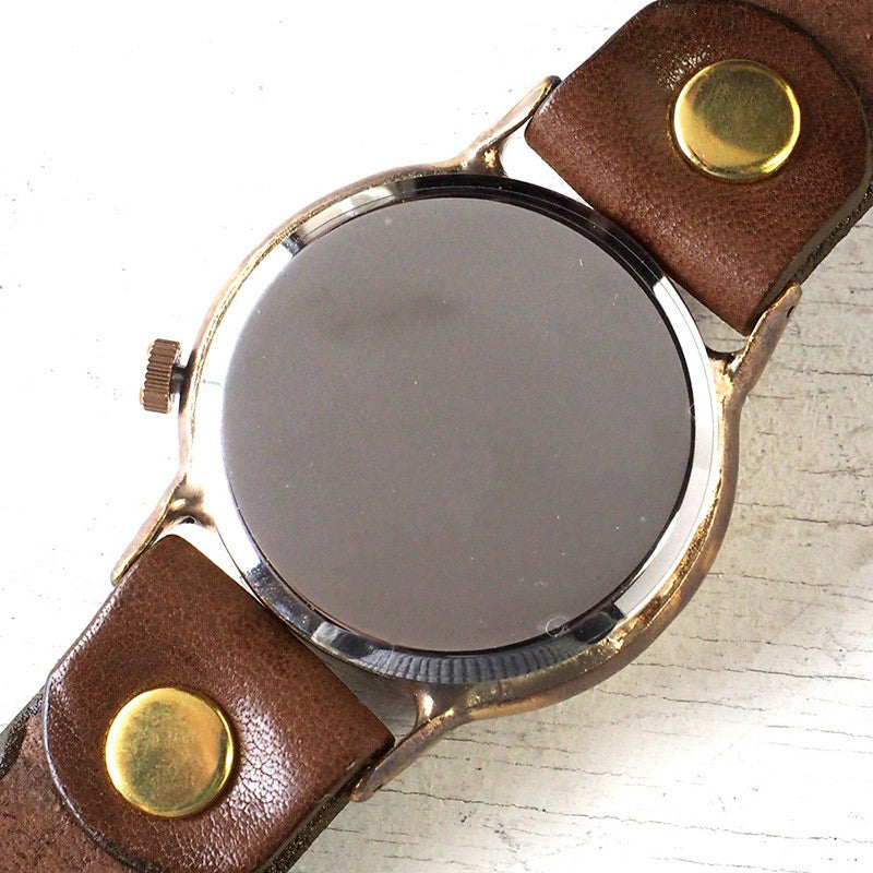 Watanabe Kobo Handmade Watch Jumbo Brass "JSB2" Clear Red Dial [NW-JUM38B-RD] Handmade Watch Brand Leather Strap 
