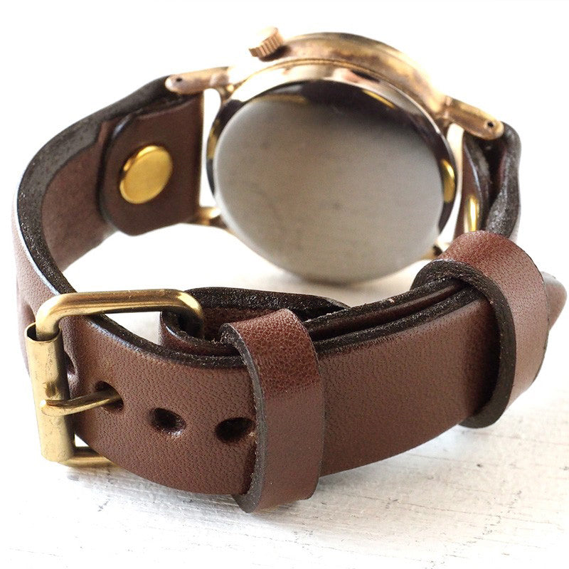 Watanabe Kobo Handmade Watch Jumbo Brass "JSB2" Clear Red Dial [NW-JUM38B-RD] Handmade Watch Brand Leather Strap 