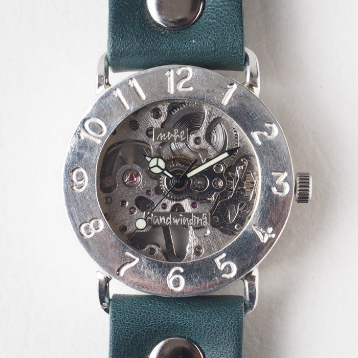 Watanabe Kobo Handmade Wristwatch Manual Winding Type Back Skeleton Jumbo Silver [NW-SHW042] 