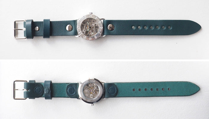 Watanabe Kobo Handmade Wristwatch Manual Winding Type Back Skeleton Jumbo Silver [NW-SHW042] 