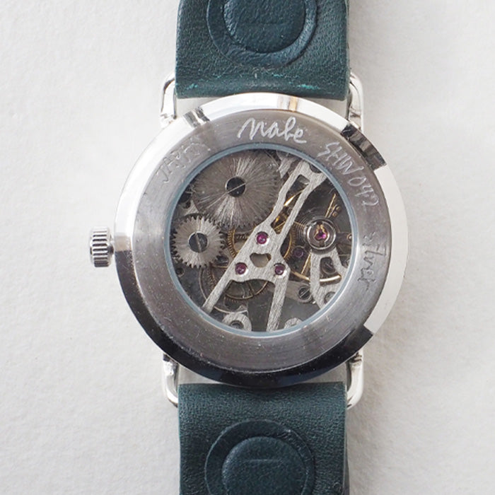 Watanabe Kobo Handmade Wristwatch Manual Winding Type Back Skeleton Jumbo Silver [NW-SHW042] 