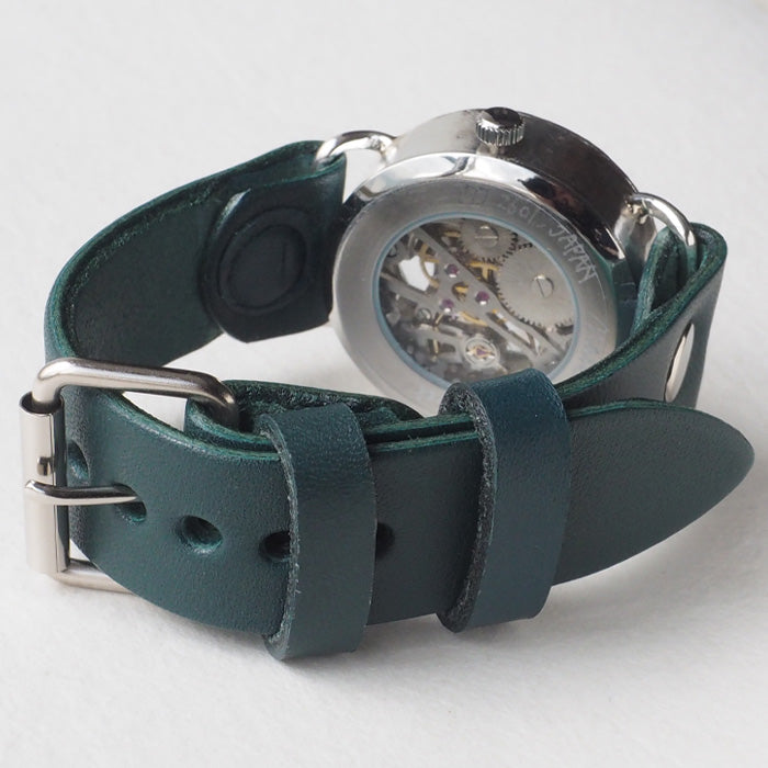 Watanabe Kobo Handmade Wristwatch Manual Winding Type Back Skeleton Jumbo Silver [NW-SHW042] 