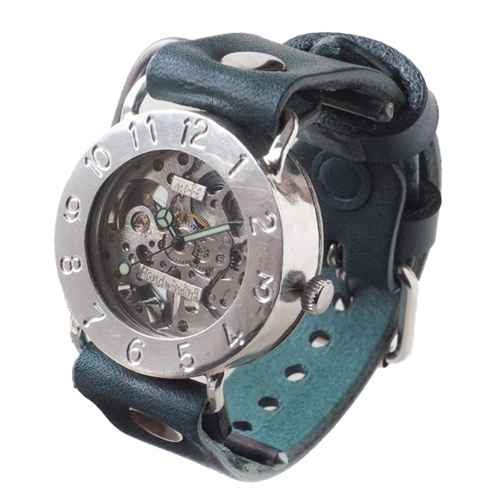 Watanabe Kobo Handmade Wristwatch Manual Winding Type Back Skeleton Jumbo Silver [NW-SHW042] 