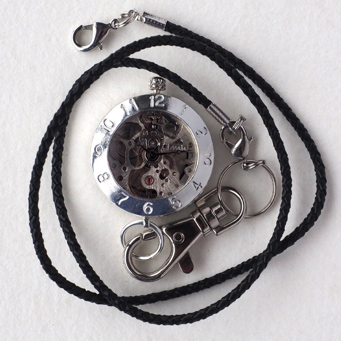 渡辺工房 手作り懐中時計 手巻き裏スケルトン ジャンボシルバー [NW-SHW045]