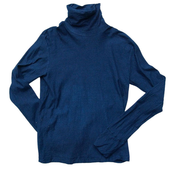 【12色】手染メ屋 天然染め 吊り編み天竺 オーガニックコットン タートルネックTシャツ 長袖 レディース[OL-02]