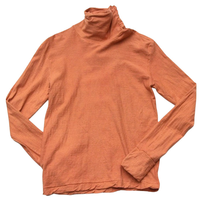 【12色】手染メ屋 天然染め 吊り編み天竺 オーガニックコットン タートルネックTシャツ 長袖 レディース[OL-02]