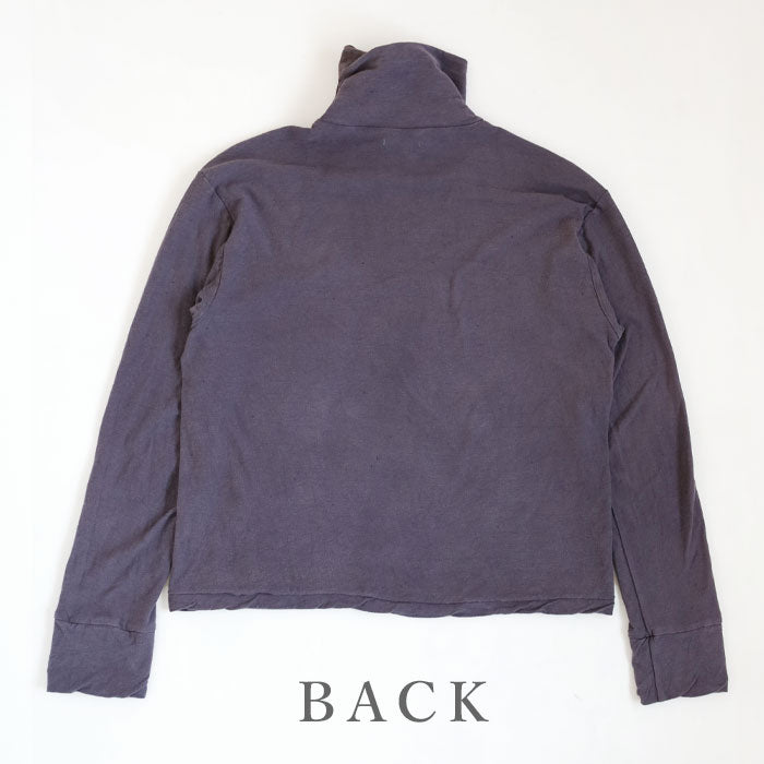 【12色】手染メ屋 天然染め 吊り編み天竺 オーガニックコットン タートルネックTシャツ 長袖 レディース[OL-02]