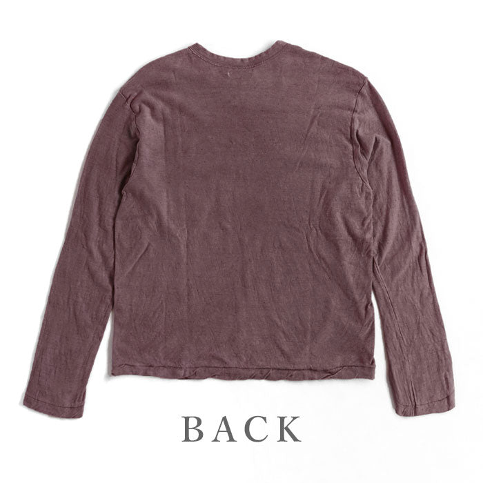 Te-dye Meya Hand-dyed color plain Loop knitted cotton sheeting organic cotton T-shirt long-sleeve "Kamado color" (Ebizomeiro) Men's and women's [OL-EBI]