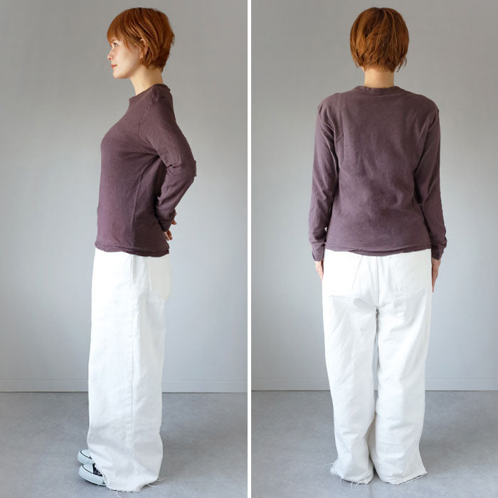 Te-dye Meya Hand-dyed color plain Loop knitted cotton sheeting organic cotton T-shirt long-sleeve "Kamado color" (Ebizomeiro) Men's and women's [OL-EBI]