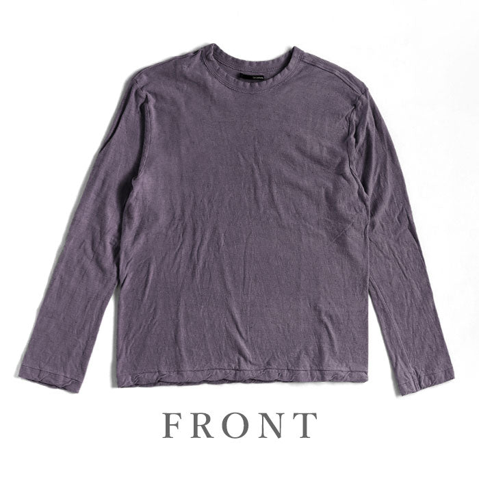 Hand Dyed Meya Hand Dyed Color Plain Loop-knit Tenjiku Organic Cotton T-shirt Long Sleeve “Fuji Nezuiro” Mens Womens [OL-FUJ]