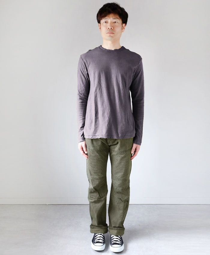 Hand Dyed Meya Hand Dyed Color Plain Loop-knit Tenjiku Organic Cotton T-shirt Long Sleeve “Fuji Nezuiro” Mens Womens [OL-FUJ]