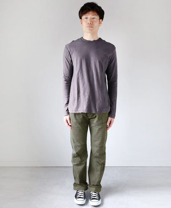 手染メ屋 手染め色無地 吊り編み天竺 オーガニックコットンTシャツ 長袖 “藤鼠色”（ふじねずいろ） メンズ・レディース [OL-FUJ]