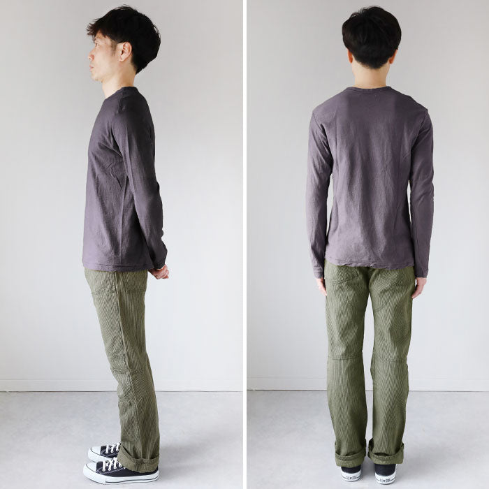 Hand Dyed Meya Hand Dyed Color Plain Loop-knit Tenjiku Organic Cotton T-shirt Long Sleeve “Fuji Nezuiro” Mens Womens [OL-FUJ]
