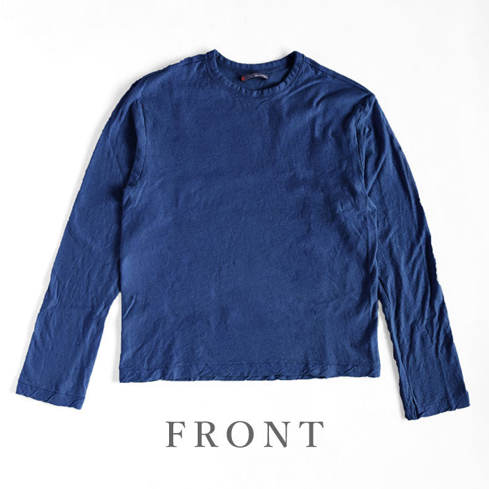 Hand-dyed Meya Hand-dyed color plain Loop knitted cotton sheeting organic cotton T-shirt long sleeve "Hanadaiiro" Men's and women's [OL-HAN]