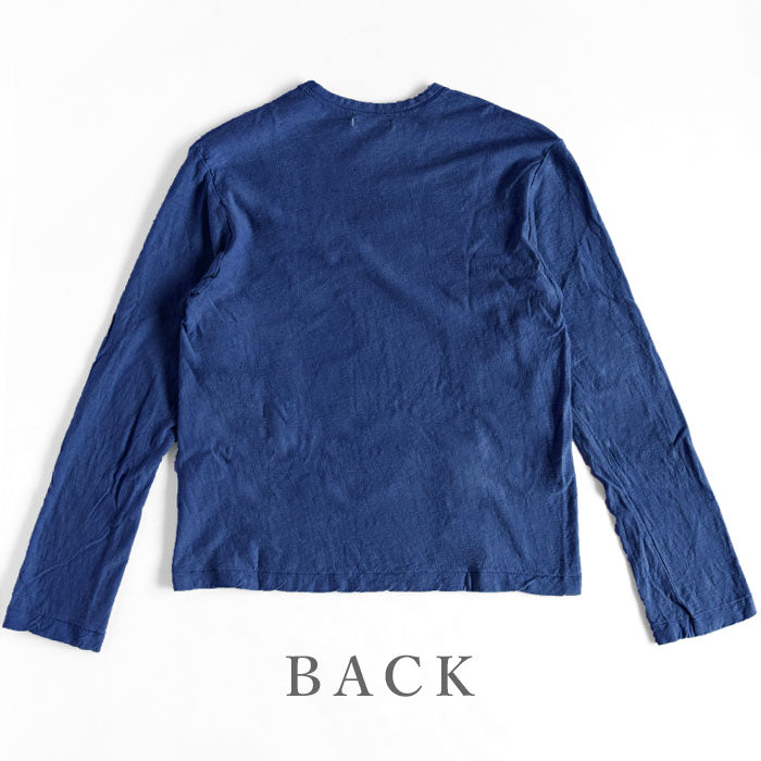 Hand-dyed Meya Hand-dyed color plain Loop knitted cotton sheeting organic cotton T-shirt long sleeve "Hanadaiiro" Men's and women's [OL-HAN]
