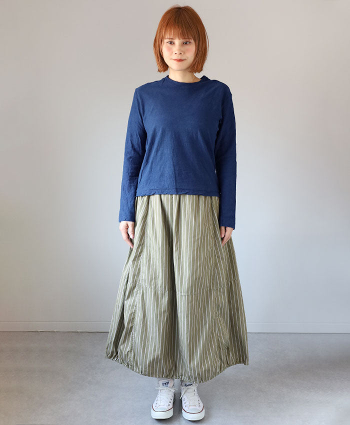 Hand-dyed Meya Hand-dyed color plain Loop knitted cotton sheeting organic cotton T-shirt long sleeve "Hanadaiiro" Men's and women's [OL-HAN]