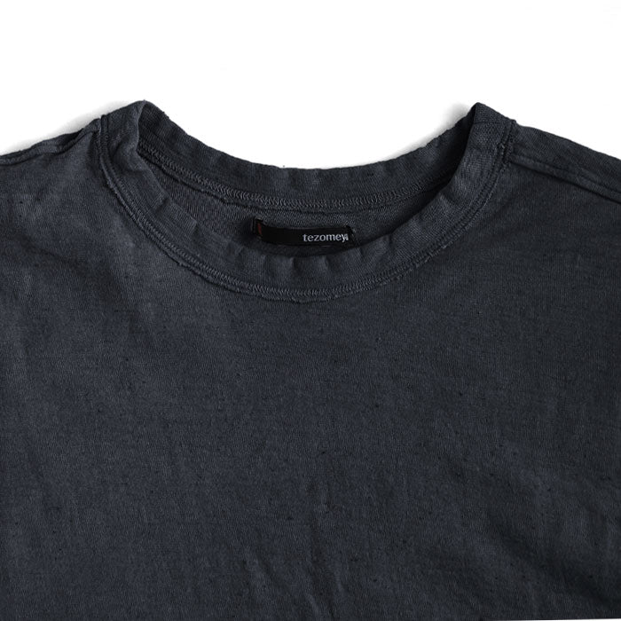 Hand-dyed plain color, hanging knit jersey, organic cotton T-shirt, long sleeves, "Constitution Black" for men and women [OL-KENBOU] 