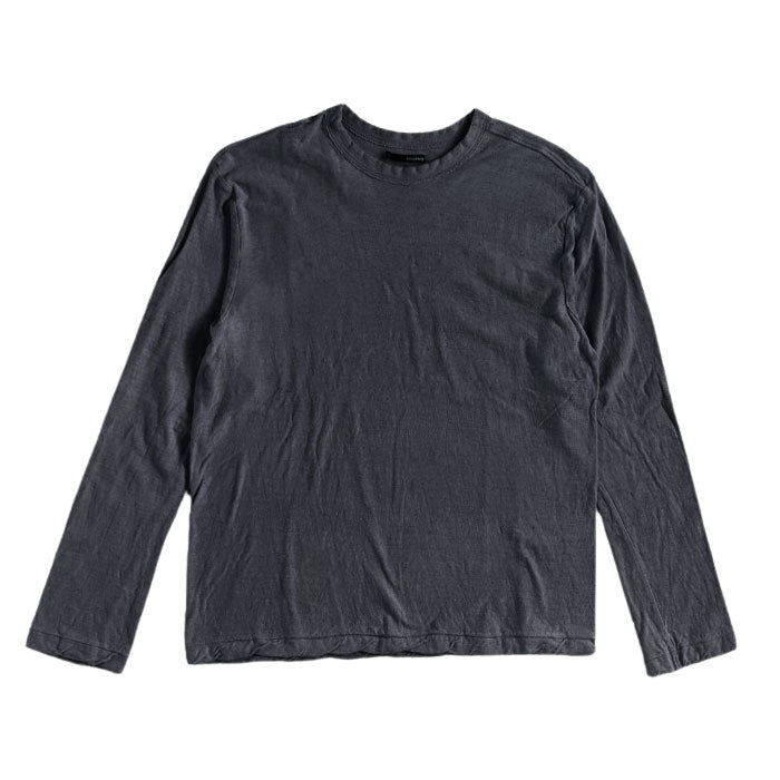 Hand-dyed plain color, hanging knit jersey, organic cotton T-shirt, long sleeves, "Constitution Black" for men and women [OL-KENBOU] 